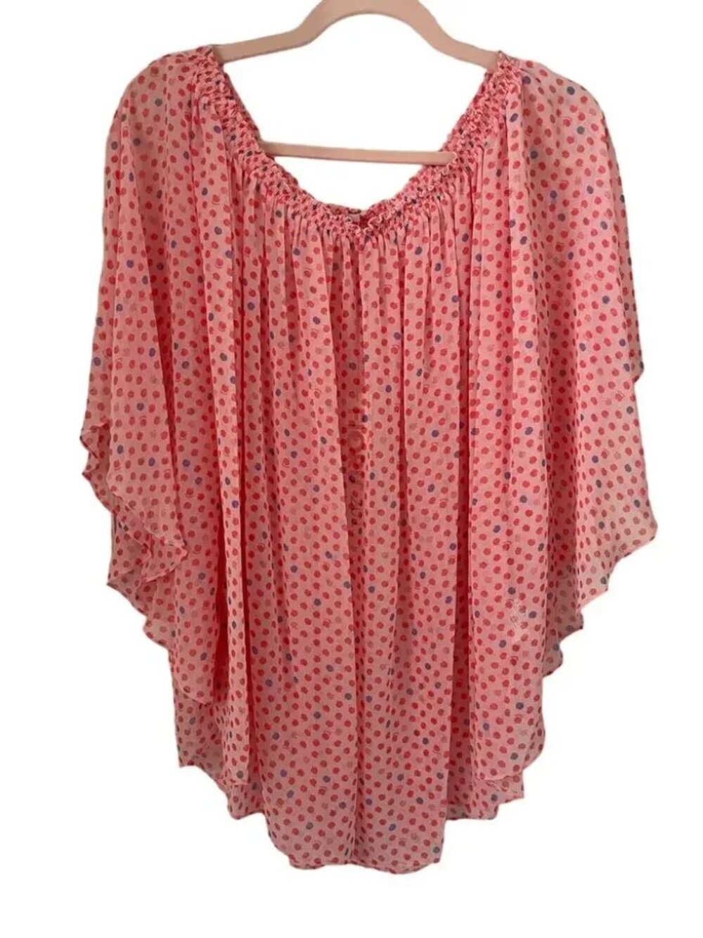 Fiorucci  Pink and Blue Sheer Flowy Blouse